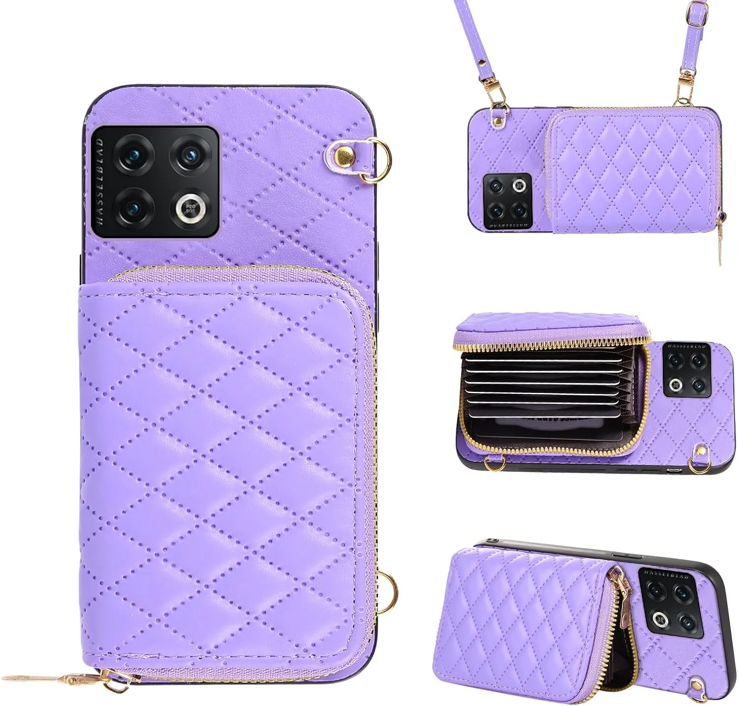 OnePlus 10 Pro One Plus 10Pro 5G Zipper Purse, Multi Card Slots Phone Cover