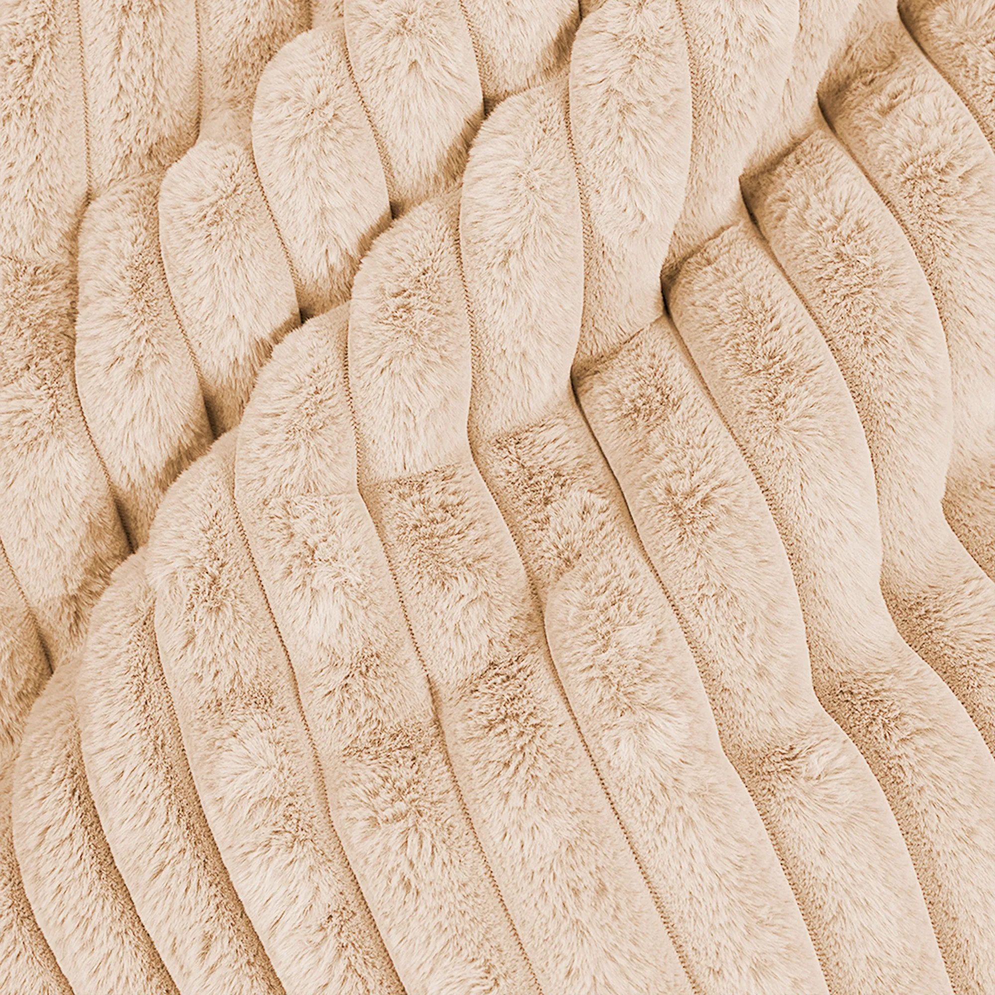 Small Round Footstool - Ultra Plush Cord Peach