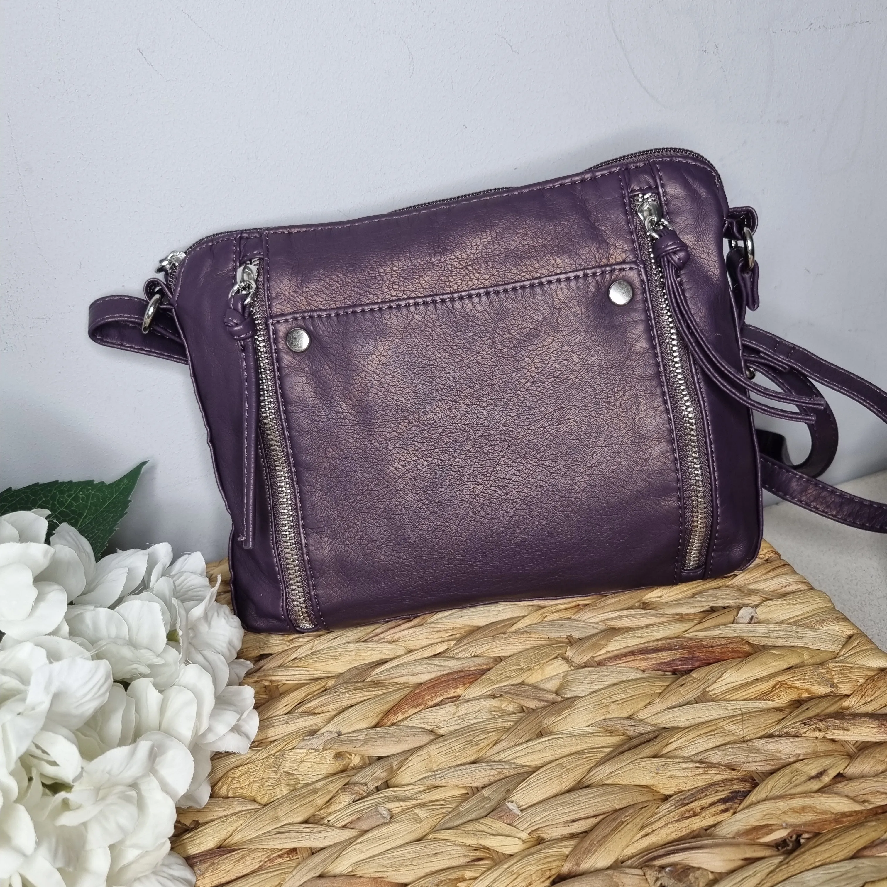 Small Washed Effect Crossbody Bag