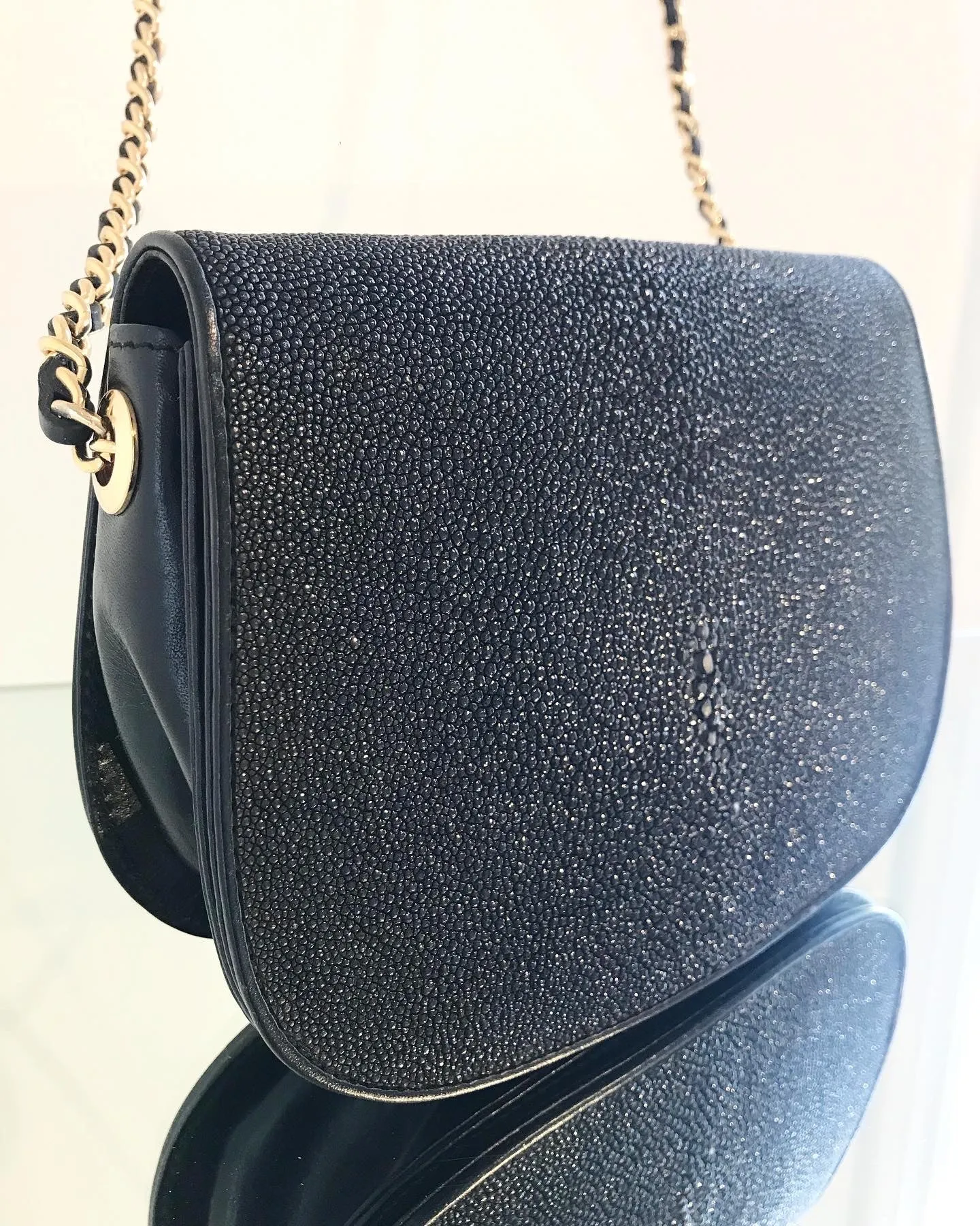 Vintage BEVERLY Italy Stingray Skin Leather Crossbody Bag