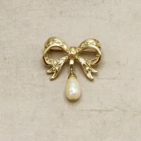 Vintage Filigree Pearl Drop Brooch
