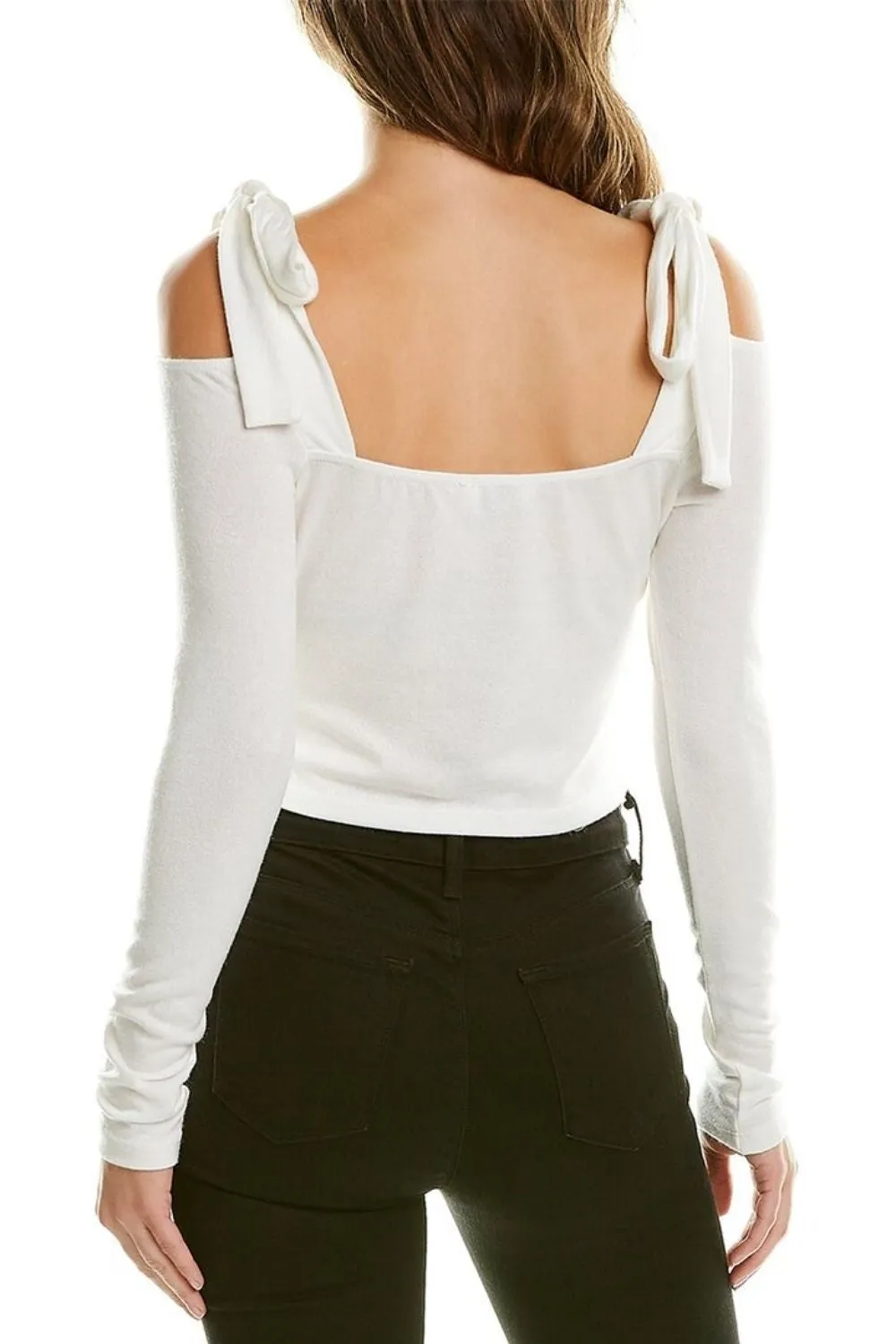 White Tie Up Shoulder Full Sleeve Top