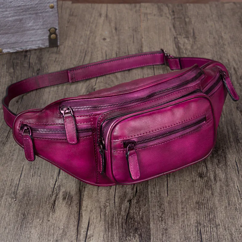 Women's Genuine Leather Chest Sling Bag Leather Fanny Pack For Women