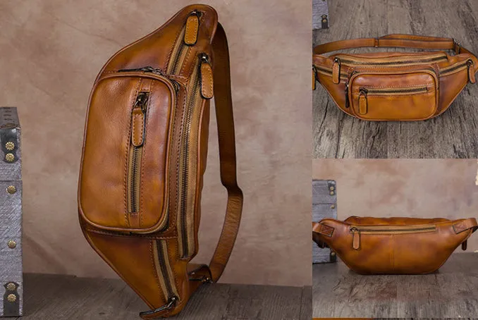 Women's Genuine Leather Chest Sling Bag Leather Fanny Pack For Women
