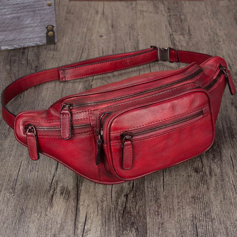 Women's Genuine Leather Chest Sling Bag Leather Fanny Pack For Women